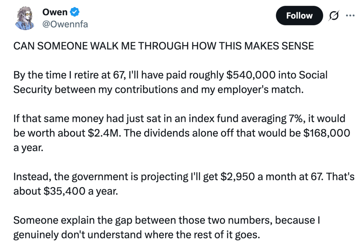 Screenshot of tweet asking big questions